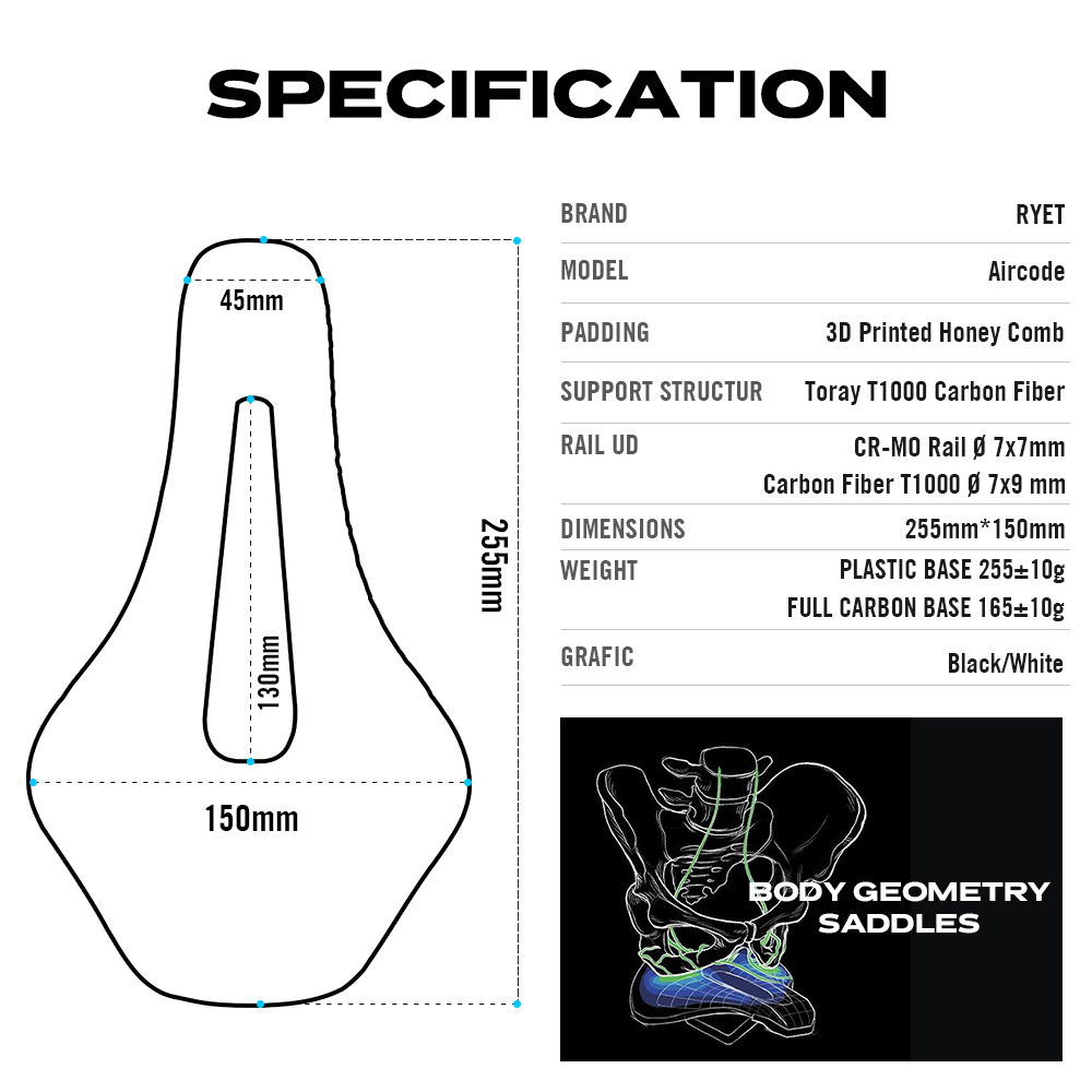 RYET 3D Printed Bicycle Saddle - Carbon Fiber Saddle 评论和价格